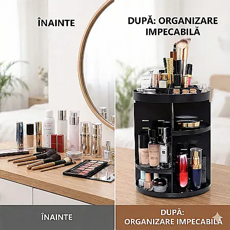 Organizator Cosmetice Rotativ 360° – Suport Multifuncțional pentru Machiaj, Parfumuri, Lacuri de Unghii și Accesorii, Spațios și Practic pentru Baie sau Dormitor [2]