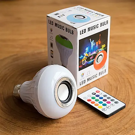 Bec LED Disco E27 cu Boxă Bluetooth 3W, Telecomandă RGB cu 13 Culori și 4 Jocuri de Lumini, Putere 12W, Alimentare 220V, Ideal pentru Petreceri și Evenimente [3]