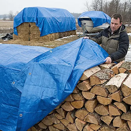 Unelte - Prelată Impermeabilă 5m x 6m – 30 mp, Polietilenă Rezistentă la UV și Îngheț, Cu Inele Metalice pentru Fixare, Ideală pentru Auto, Agricultură și Construcții