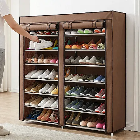 Pantofar Mobil Textil cu 12 Rafturi – Organizator Încălțăminte cu Husă și Fermoar, Protecție Împotriva Prafului, Ideal pentru Hol și Dressing [1]
