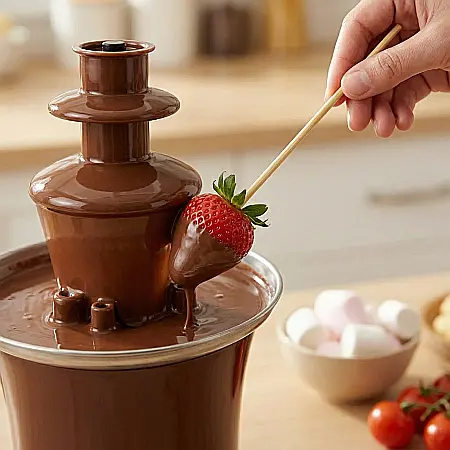 Mini Fântână de Ciocolată cu 3 Nivele – Fondue 65W, Încălzire Rapidă, Sistem de Curgere Uniformă, Pentru Ciocolată, Fructe și Deserturi, Design Compact și Ușor de Folosit [3]
