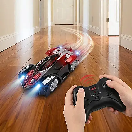 Mașină RC Wall Climber cu Telecomandă – Funcție Vacuum pentru Perete și Tavan, Sfidează Gravitația, Reîncărcabilă USB, Control 10 m și Design Aerodinamic: Adrenalina Cursei pe Verticală pentru Copii E [3]