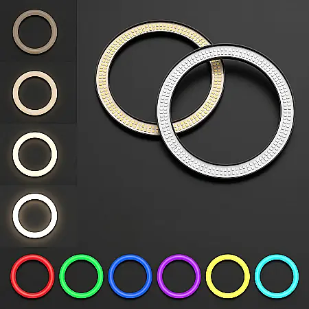 Lampă Circulară RGB Ring Light Zenino® – 26 cm / 10 Inch, LED Multicolor, Trepied Extensibil 210 cm, 3 Moduri de Lumină, 9 Niveluri Reglaj, Rotire 360° [3]