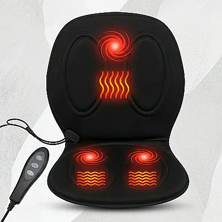 Mini Husă Auto cu Masaj KlaussTech – 3 Zone de Masaj (Spate, Lombar, Coapse), Funcție de Încălzire, Telecomandă Inclusă, Design Compact și Pliabil, Ideală pentru Mașină și Birou, Negru [3]
