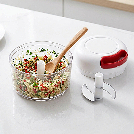 Tocător Manual pentru Legume Food Chopper – Cu Lame din Oțel Inoxidabil, Acționare cu Sfoară, Recipient 500 ml, Compact și Ușor de Curățat, Ideal pentru Usturoi, Ceapă, Fructe și Carne de Pui [3]