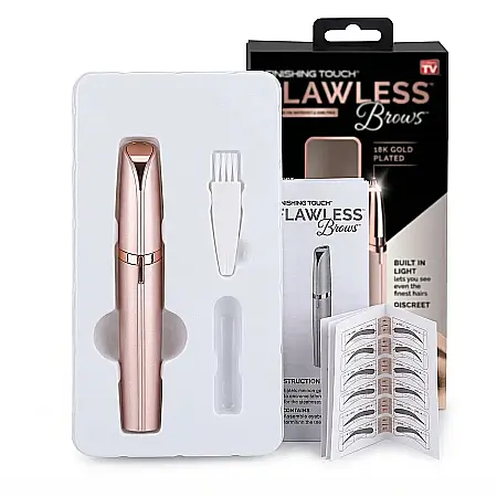 Epilator Sprâncene Flawless Brows – Hipoalergenic, Fără Durere, Cu Cap Mobil, Funcționare pe Baterie AAA, Ideal pentru Conturare și Îndepărtarea Firelor de Păr Faciale [2]
