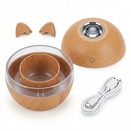 Umidificator Aer cu Aromaterapie NYTRO Wood 3 – 300 ml, Silențios, LED, Compatibil Ulei Esențial, Design Light Brown, Ideal pentru Acasă și Birou [3]