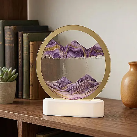 Clepsidră Decorativă cu Nisip Mișcător 3D – 18 cm, Sticlă Transparentă fără Plumb, Efect Relaxant și Antistres, Peisaj Dinamic în Mișcare, Ideală pentru Birou sau Cadou [3]