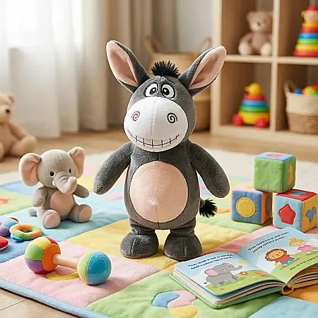 Măgaruș de Plus Vorbitor – Jucărie Interactivă pentru Copii, 23 cm, Funcție Înregistrare și Repetare, Prieten de Joacă Educațional, Material Moale și Sigur [3]