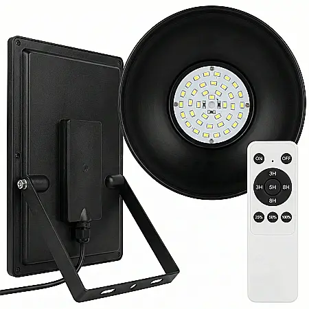 Set 2 Lămpi Solare Suspendate cu Abajur Metalic și Telecomandă – Putere 50W, 30 LED-uri SMD, Panou Solar 5.5V, Rezistente la Apă IP44/IP65, Autonomie 6-8 ore [3]