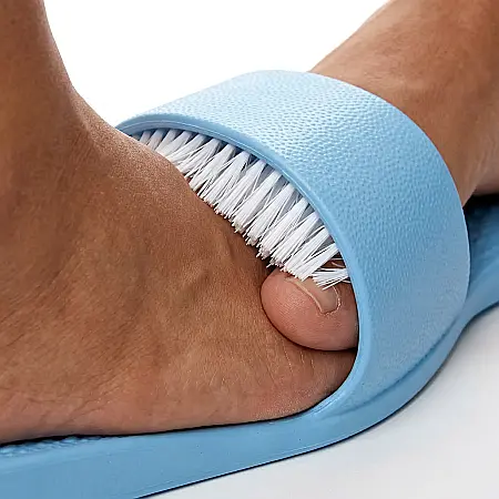 Papuc de Baie cu Ventuze și Perii pentru Masaj Easy Feet – Curățare, Relaxare și Exfoliere fără Efort, Piatră Ponce Integrată pentru Călcâie, Design Anti-alunecare, Albastru [3]