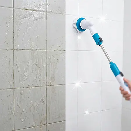 Perie Electrică de Curățat Hurricane Spin Scrubber – 3 Capete Interșchimbabile, 300 RPM, Mâner Extensibil, Fără Fir, Acumulator Reîncărcabil, Rezistentă la Apă, Ideală pentru Baie și Bucătărie [3]