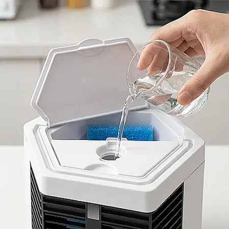 Răcitor de Aer Arctic Air Mini – USB 10W, Aer Condiționat și Umidificator, Ventilator Dublu, Eco-Friendly, Tehnologie HydroChill, Alb, 16.5 x 15 x 17.5 cm [3]
