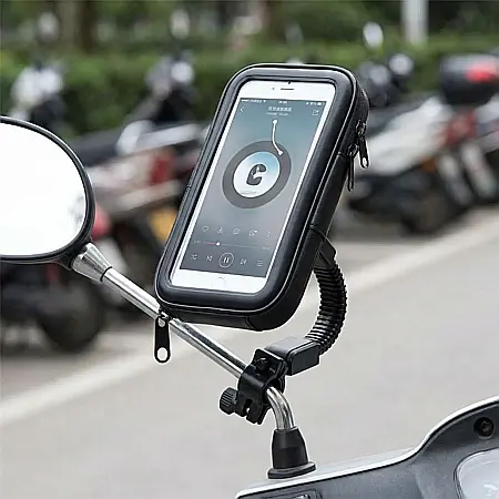 Suport Smartphone pentru Bicicletă Impermeabil – Compatibil până la 5.5 inch, Montare pe Ghidon, Husă cu Fermoar Dublu, Rotire 360°, Ideal pentru Bicicletă, Motocicletă și Scuter [3]