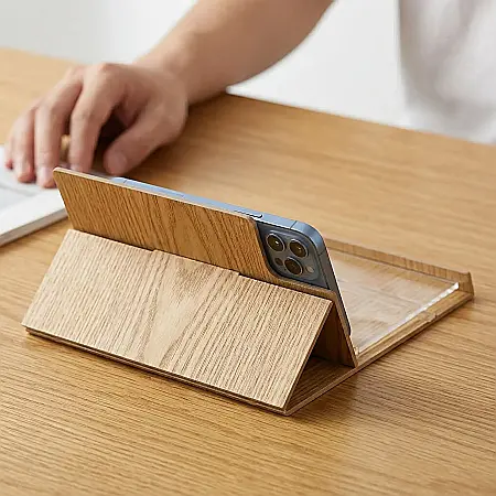 Suport Telefon EDAR cu Amplificator de Imagine 3D – Ecran 12 inch, Lupă pentru Smartphone, Protecție Ochi, Ideal pentru Filme și Jocuri, Design Portabil, Maro/Bej [3]