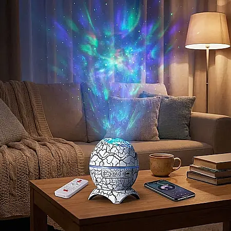 Proiector de Stele Zola în Formă de Ou de Dinozaur – Bluetooth, 4 Moduri Iluminare, 19 Sunete Relaxante Nature, Difuzor Hi-Fi 10W și Telecomandă: Universul Magic și Relaxarea Absolută direct în Camera [2]