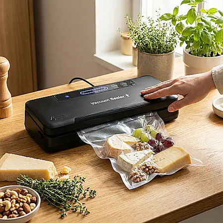 Aparat de Sigilat și Vidat Alimente Vacuum Sealer S – 90W, Funcție de Vidare Automată, Pungi Incluse, Design Compact pentru Bucătărie [2]