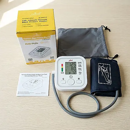 Electronice - Tensiometru Digital de Braț Jizki – Precizie Clinică, Complet Automat, Detecție Aritmii, Manșetă Reglabilă 22-32 cm, Ecran LCD Mare și 90 de Memorii: Monitorizarea Avansată a Sănătății Cardiovasculare