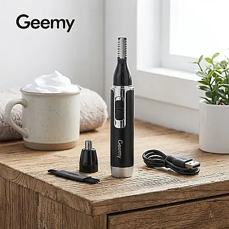 Trimmer Nas și Urechi 2în1 Geemy GM-3106 cu Acumulator – Aparat de Tuns Păr Inestetic, 2 Capete Interschimbabile, Autonomie 50 Minute și Încărcare 220V: Precizie, Confort și un Look Îngrijit în Fiecar [2]
