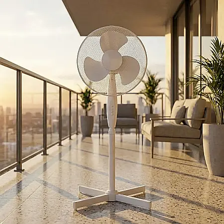 Ventilator cu Picior FS40-01 – Diametru 41 cm, Putere 45W, 3 Trepte de Viteză, Oscilație 75° și Plasă de Protecție: Răcorire Eficientă, Stabilitate și Confort Termic pentru Acasă sau Birou [2]