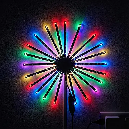 Iluminat - Bandă LED Smart RGB cu Efect de Artificii: 16 Milioane Culori, Sincronizare Muzicală, Control prin Aplicație și Comandă Vocală – Decor Magic și Personalizabil