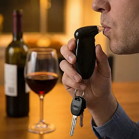 Alcooltest Digital Portabil Tip Breloc – Precizie Ridicată, Ecran LCD Iluminat, Senzor Inteligent și 5 Capete de Suflare: Siguranță și Responsabilitate la Îndemâna Oricărui Șofer [2]
