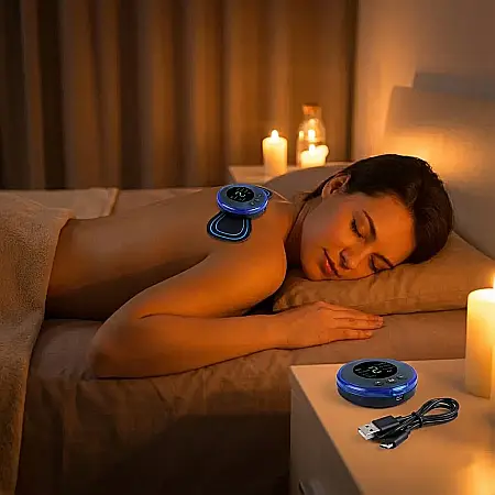 Mini Aparat de Masaj Electric Portabil – Electrostimulator pentru Relaxare și Tonifiere: Ameliorarea Durerilor de Gât, Spate și Genunchi, 8 Moduri de Masaj și Baterie Reîncărcabilă USB [2]