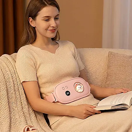 Gadgeturi - Centură Abdominală Portabilă cu Încălzire și Vibromasaj – 5 Niveluri de Temperatură, 5 Moduri de Masaj și Tehnologie Grafen: Alinare Rapidă pentru Dureri Menstruale și Abdominale