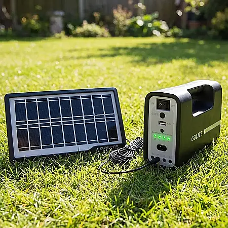 Kit Solar cu Lampă U și 3 Becuri LED GDLite 1 – Acumulator 6V 4Ah, Panou Solar 3.5W și Port USB: Independență Energetică pentru Camping, Cabane și Urgențe [2]