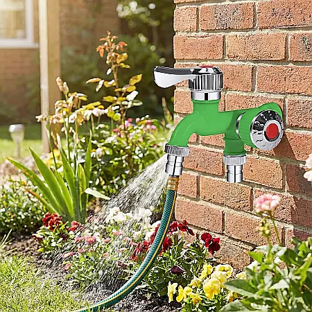 Robinet Dublu cu Control Independent și Ieșiri Duble – Filet 1/2 Inch, Metal și Ceramică Premium, Anti-Îngheț și Anti-Coroziune: Versatilitate Maximă pentru Casă și Grădină [2]