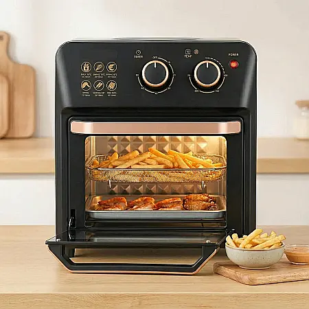 Bucătărie - Friteuză Airfryer Cuptor Electric cu Grill – 12L, Tehnologie Circulație Aer 360°, Moduri Copt, Fiert, Dezghețat și Fript, Control Temperatură și Timp, Ușor de Curățat, Ideal pentru Familie