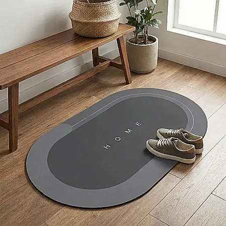 Casă & Grădină - Covoraș Absorbant Uscare Rapidă 60x40 cm - Piele Nappa și Cauciuc Antiderapant, Lavabil, Flexibil, Ideal pentru Baie, Dormitor, Hol sau Bucătărie