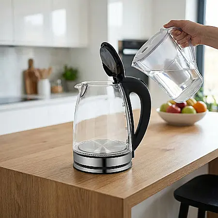 Fierbător Electric Portabil 2L din Sticlă și Oțel Inoxidabil – 1500W, Fierbere Rapidă, Oprire Automată, Design Elegant [2]