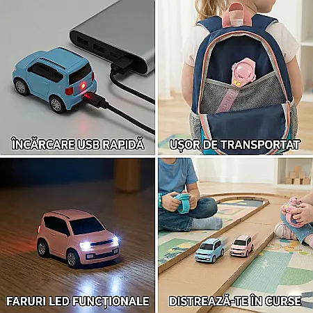 Ceas cu Mașină RC – Jucărie Interactivă, Încărcare USB, Rază 30 m, Cadou Perfect pentru Copii [2]