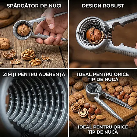 Clește de Spart Nuci din Aluminiu – Design Tip Pâlnie cu Țepi pentru Spargere Ușoară, Rezistent la Șocuri și Coroziune, 19 cm, Multifuncțional pentru Nuci, Sticle de Șampanie și Capace Strânse [2]