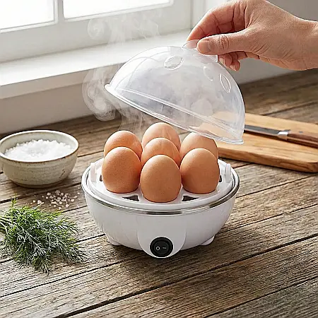 Bucătărie - Fierbător Electric pentru Ouă Egg Poacher – 7 Compartimente, Funcție Rapidă și Ușor de Utilizat