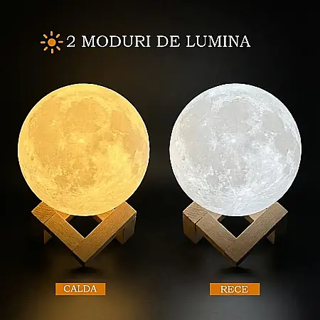 Lampă 3D Lună Moon cu Umidificator și Difuzor Aromaterapie – 3-în-1, Control Tactil, 3 Culori LED, Rezervor 880 ml și Suport din Lemn Natural: Tehnologie, Relaxare și Armonie sub Clar de Lună [1]