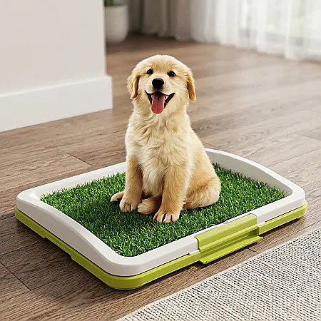 Toaletă cu Iarbă Artificială pentru Câini și Pisici – Puppy Potty Pad, Sistem cu 3 Straturi, Tavă Colectoare, Iarbă Antibacteriană, 47x34x5 cm [2]