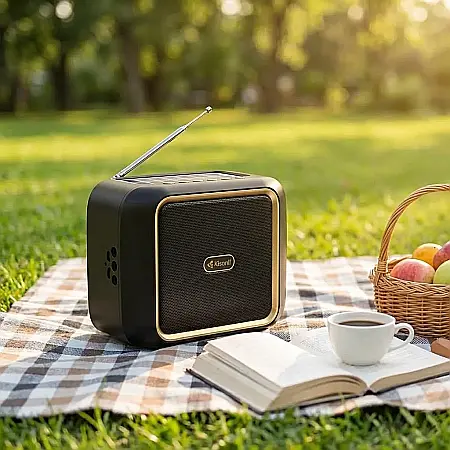Boxă Solară Portabilă Wireless cu Lanternă – Bluetooth, Radio FM, USB, AUX și MicroSD, Baterie 2000 mAh, PMPO 15W și Autonomie 6 Ore: Muzică și Lumină Nelimitată pentru Camping, Grădină și Urgențe [1]