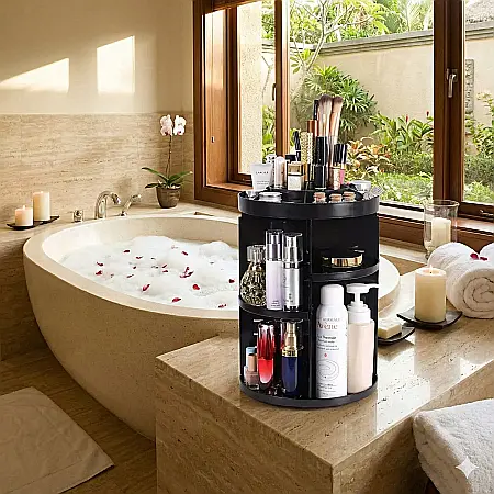 Organizator Cosmetice Rotativ 360° – Suport Multifuncțional pentru Machiaj, Parfumuri, Lacuri de Unghii și Accesorii, Spațios și Practic pentru Baie sau Dormitor [1]
