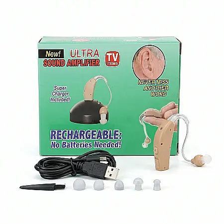 Aparat Sunet Auditiv Reîncărcabil – Mini, Intraauricular, Hipoacuzie Ușoară și Medie, 30dB, Autonomie 15+ Ore, Dopuri Siliconice Incluse [2]