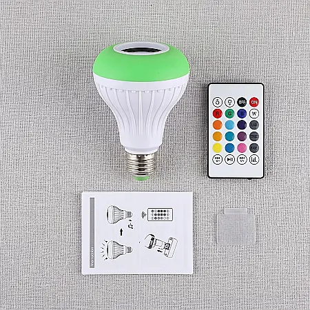 Bec LED Disco E27 cu Boxă Bluetooth 3W, Telecomandă RGB cu 13 Culori și 4 Jocuri de Lumini, Putere 12W, Alimentare 220V, Ideal pentru Petreceri și Evenimente [2]