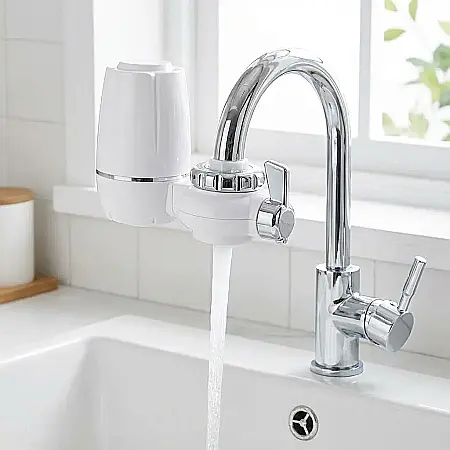 Filtru Instant de Purificare Apă pentru Robinet – 3 Etape Filtrare (Ceramică 0.2 microni, KDF, Cărbune Activ), Debit 2 L/min, Instalare Rapidă și Reutilizabil: Sănătate și Puritate Maximă la Fiecare P [3]