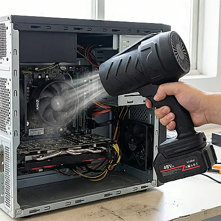 Casă & Grădină - Suflantă de Aer Fără Perii Turbo Fan – Compactă, 1 Acumulator, Putere Reglabilă pentru Curățare Mașină, Birou sau Spații Mici