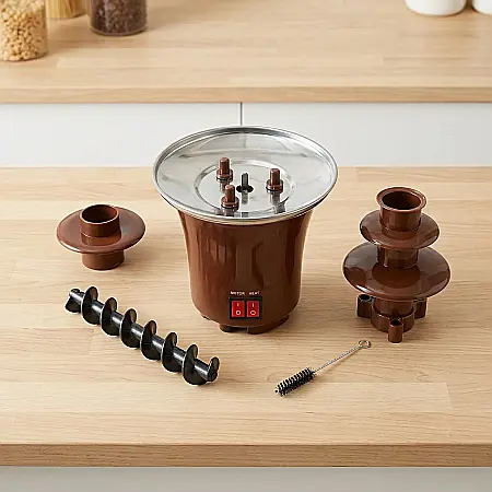 Mini Fântână de Ciocolată cu 3 Nivele – Fondue 65W, Încălzire Rapidă, Sistem de Curgere Uniformă, Pentru Ciocolată, Fructe și Deserturi, Design Compact și Ușor de Folosit [2]