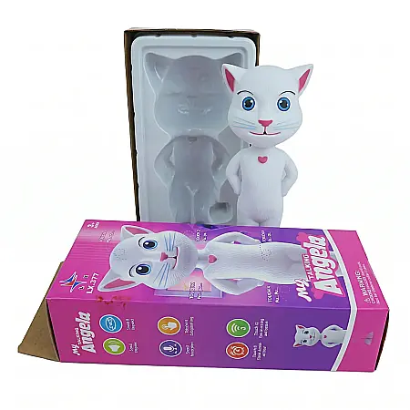 Jucărie Interactivă Talking Angela Cat – Pisică Vorbitoare cu Funcție de Repetare, Senzori Tactili și Sunete Amuzante, Cadou pentru Copii peste 3 Ani, 30 cm [2]