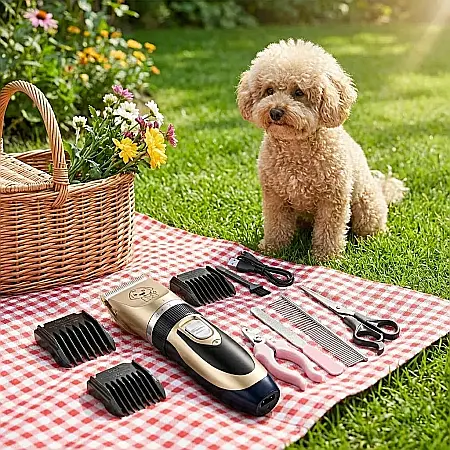Mașină de Tuns Animale fără Fir Mellow – Baterie 1200 mAh, 4 Ore Autonomie, Lame Ceramice, Motor Silențios 60 dB, 4 Distanțiere și Accesorii Complete: Îngrijire Profesională și Confort pentru Companio [2]