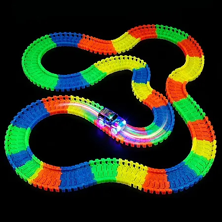 Jucărie Pista Flexibilă Magic Tracks – 220 Piese, Mașinuță cu LED, Circuit Colorat și Modular pentru Copii, Dezvoltă Creativitatea, Vârsta 3+ Ani [2]