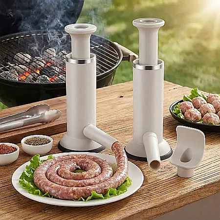 Mașină de Umplut Cârnați și Chiftele – Design 2-în-1, 2 Duze de Dimensiuni Diferite, Material Alimentar PP și Oțel Inoxidabil 304: Preparate Sănătoase, Rapide și Gustoase direct în Bucătăria Ta [2]