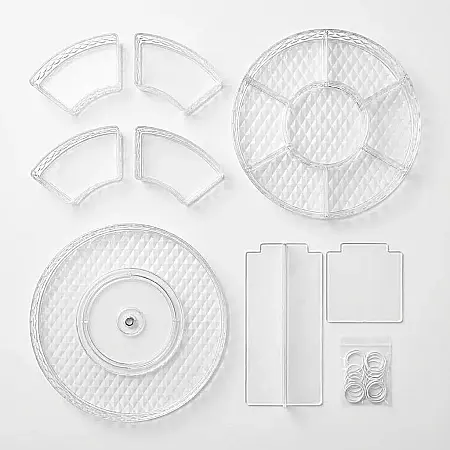 Cutie Machiaj Rotativă 360° Transparentă – Organizator de Elită pentru Cosmetice și Bijuterii, Sistem Modular Multi-Nivel și Design Crystal-Clear: Eleganță și Organizare Desăvârșită pentru Masa ta de  [3]
